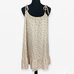 Madewell Floral Cream Pink adjustable tie spaghetti straps flowy boho mini dress